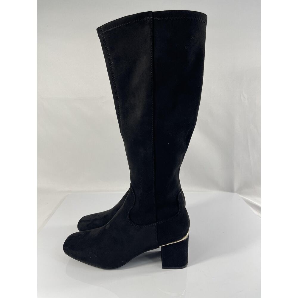 Jones New York Boots Women's Size 8.5 Black Durana Knee High Heel Zip Suede New - Picture 2 of 11